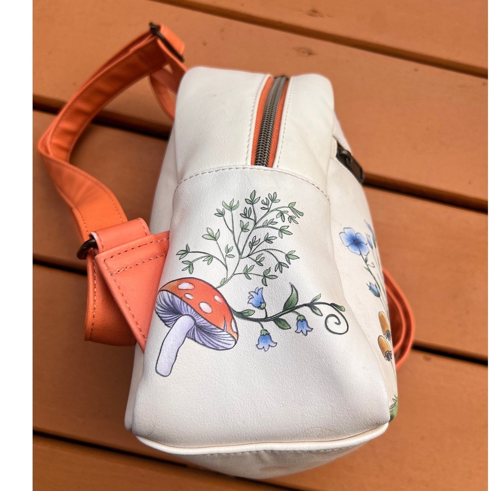 Disney Loungefly Tinker Bell Mushroom House Mini Backpack Cream Orange Fairy Bag - Picture 3 of 9